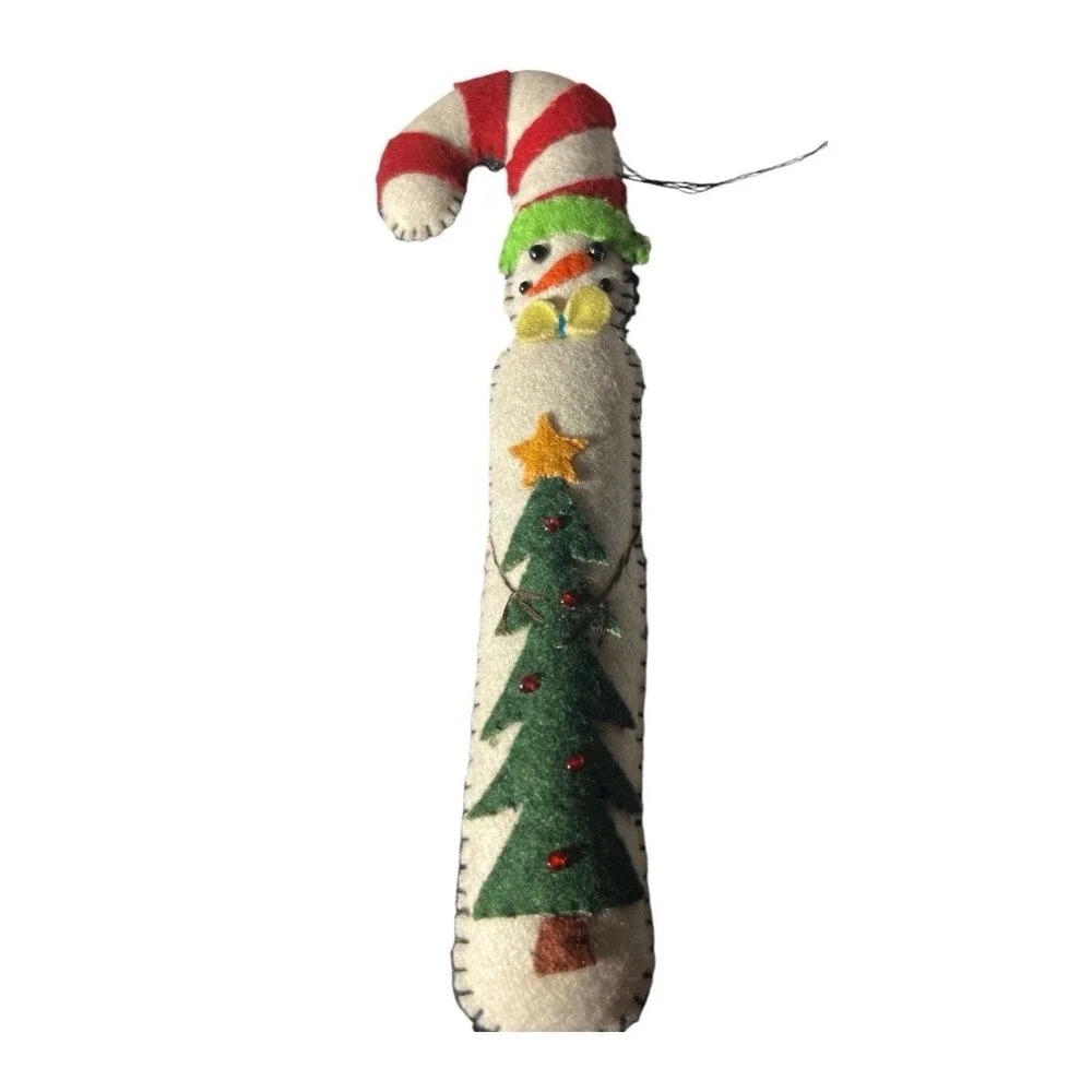 Vintage Christmas Ornaments Handmade Embroidered Candy Canes Snowmen Santa 8